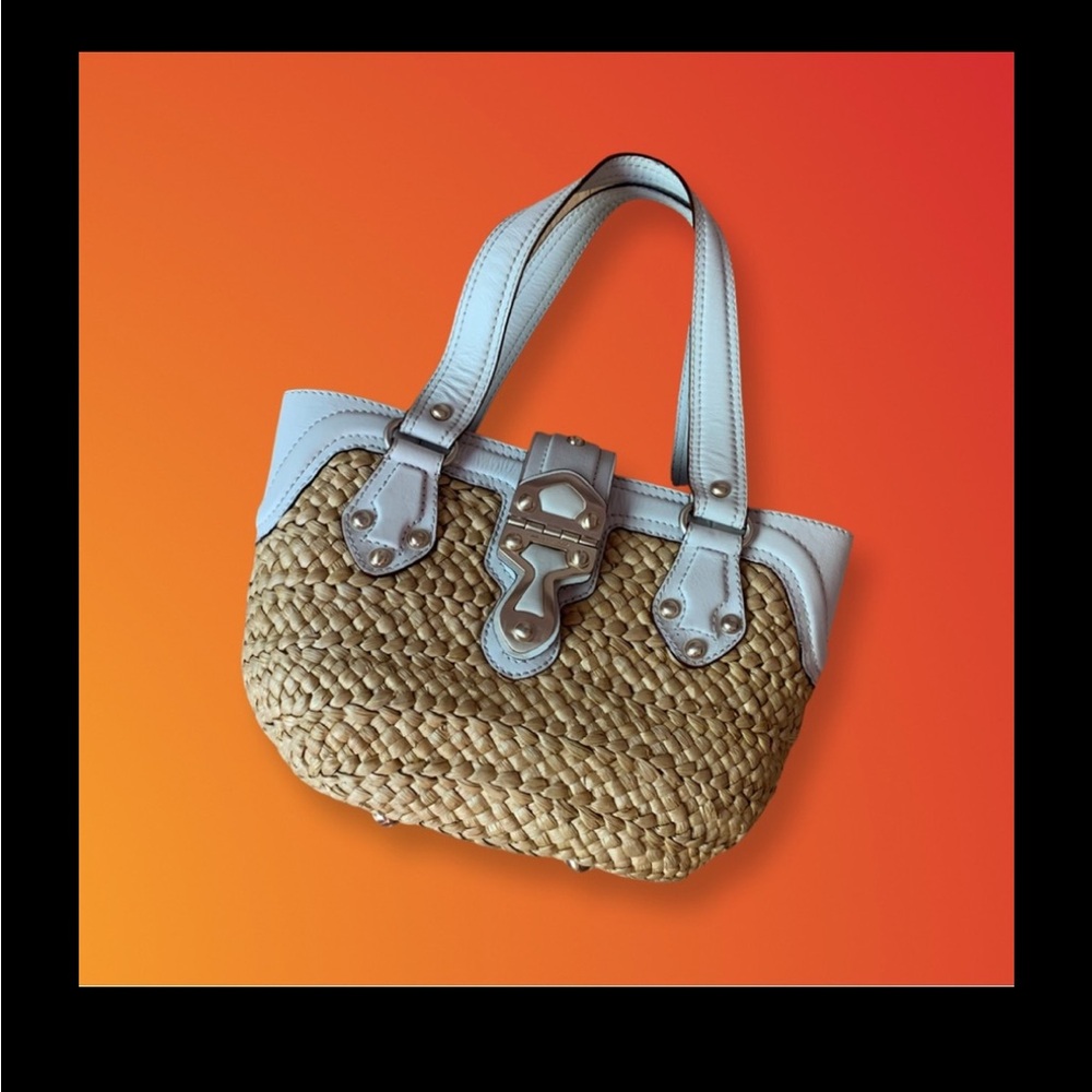 Vintage Michael Kors Straw & Leather Shoulder Bag – White - Picture 3 of 9